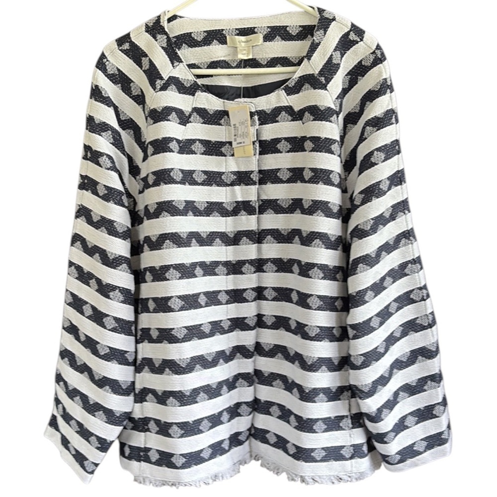 NWT CJ Banks Striped Blazer Blue White Size 3X